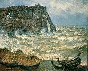 Claude Monet Agitated Sea at Etretat painting